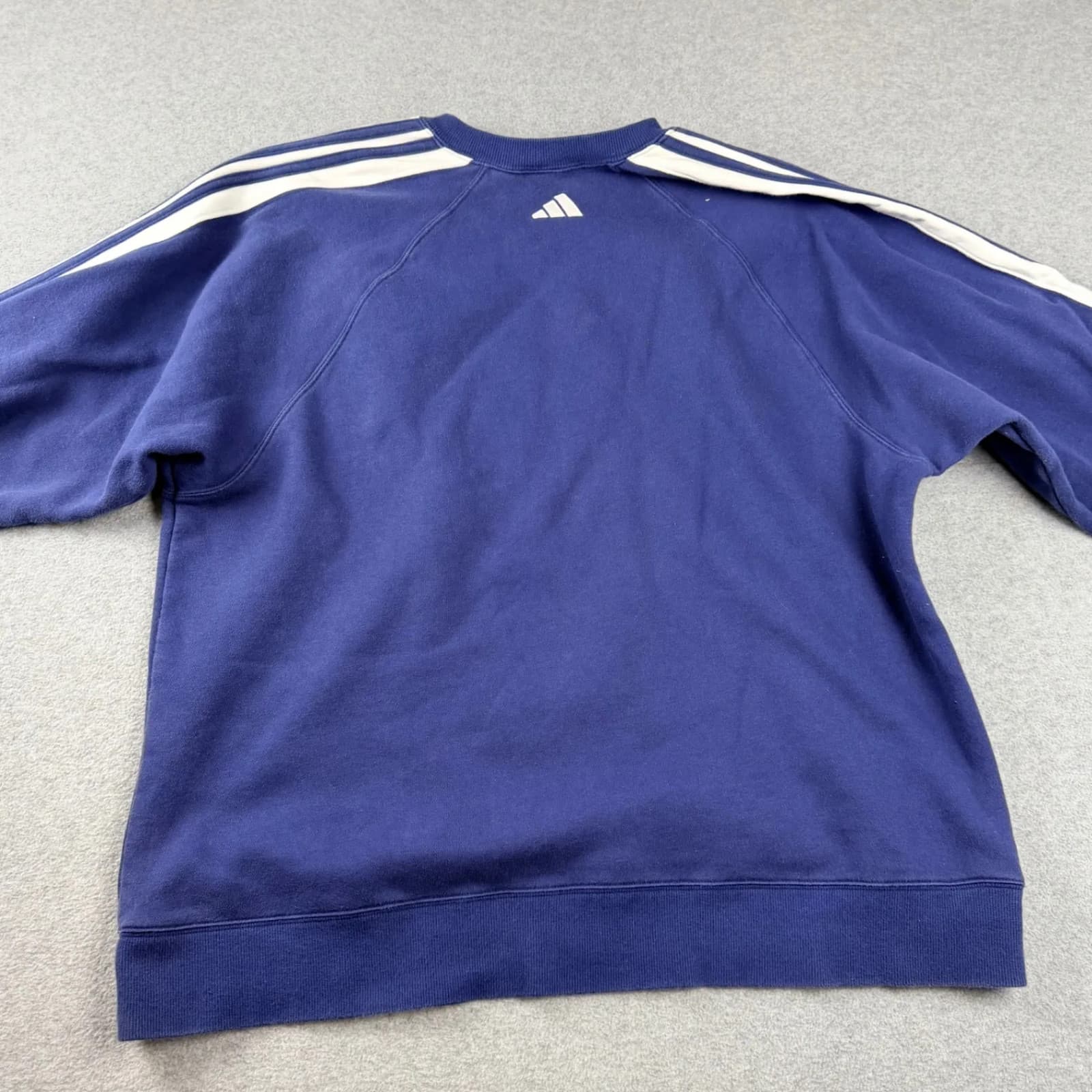 Adidas Mens 3 Stripe Sweatshirt Size XL Blue Vintage Pullover Big Logo thumbnail 8