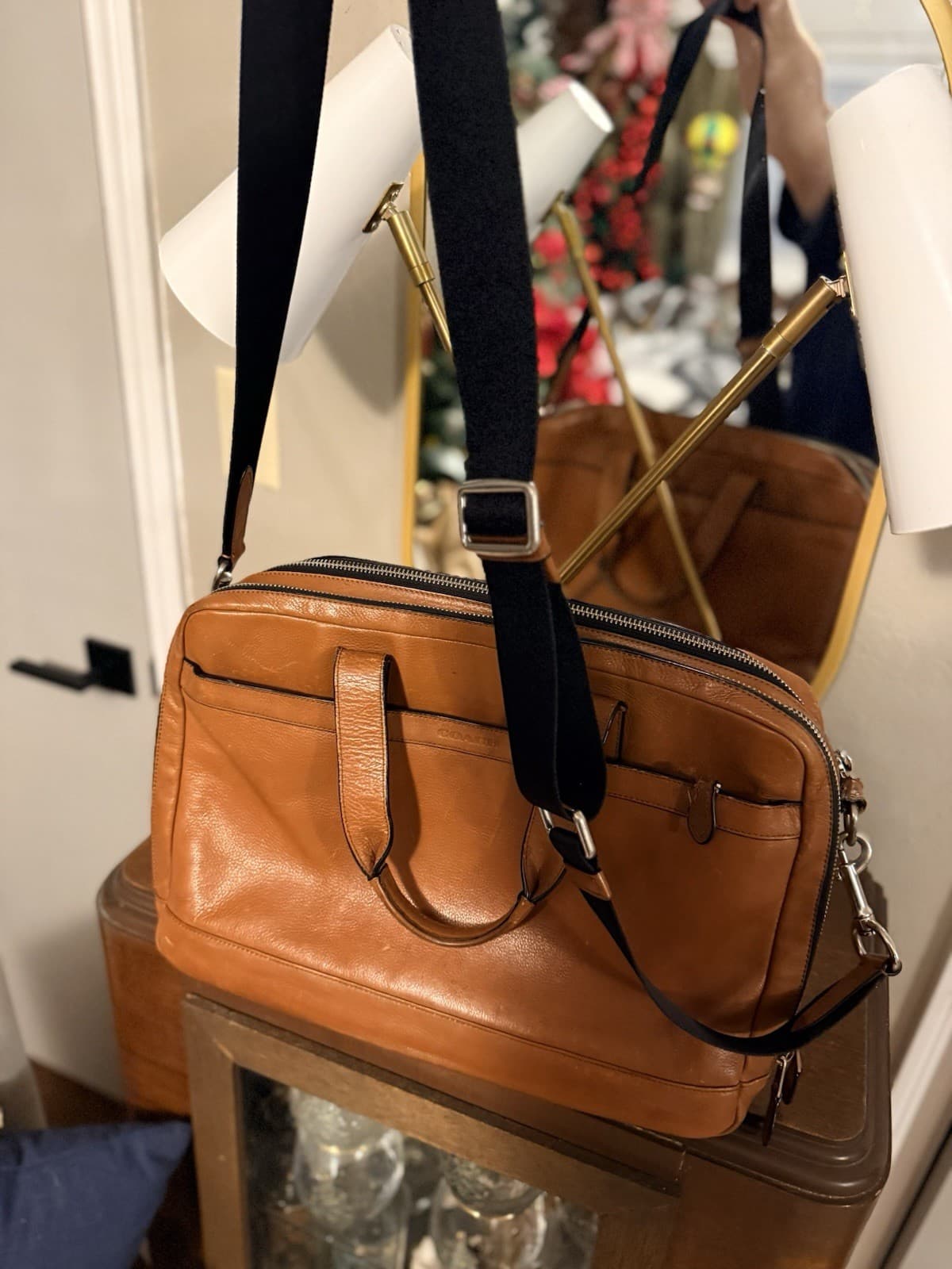 Coach Vintage Laptop Bag With Shoulder Strap In camel Leather Y2K Vibes F71701 thumbnail 6
