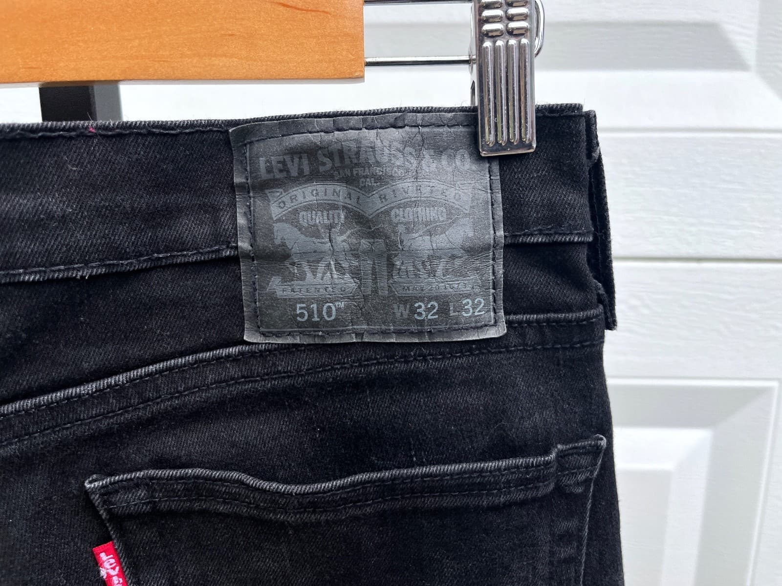 Levi's 510 Black Skinny Jeans 32x32 Moto Biker Punk Goth Metal thumbnail 6