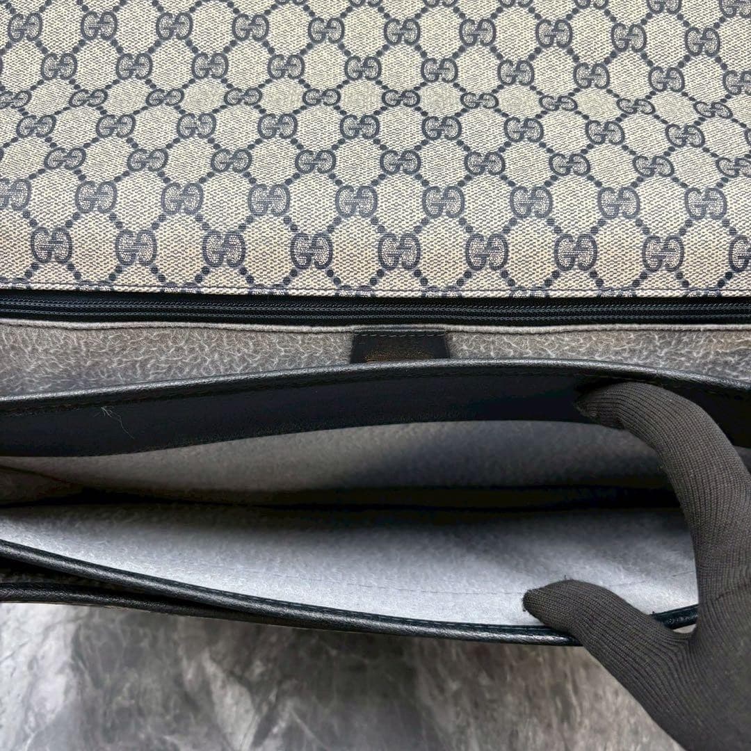 GUCCI GG Leather PVC Business Handbag Navy Beige Made in Italy From Japan thumbnail 24