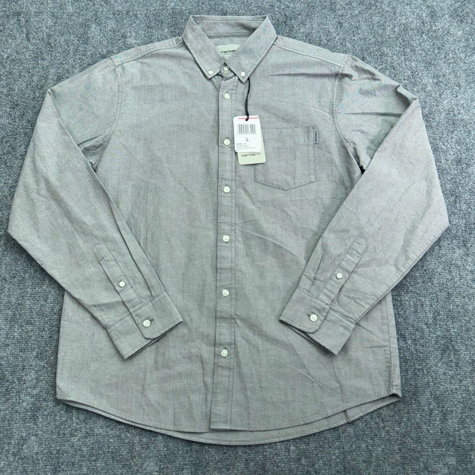 Carhartt WIP Shirt Mens Large Slim Cotton Oxford Long Sleeve Button Down Work