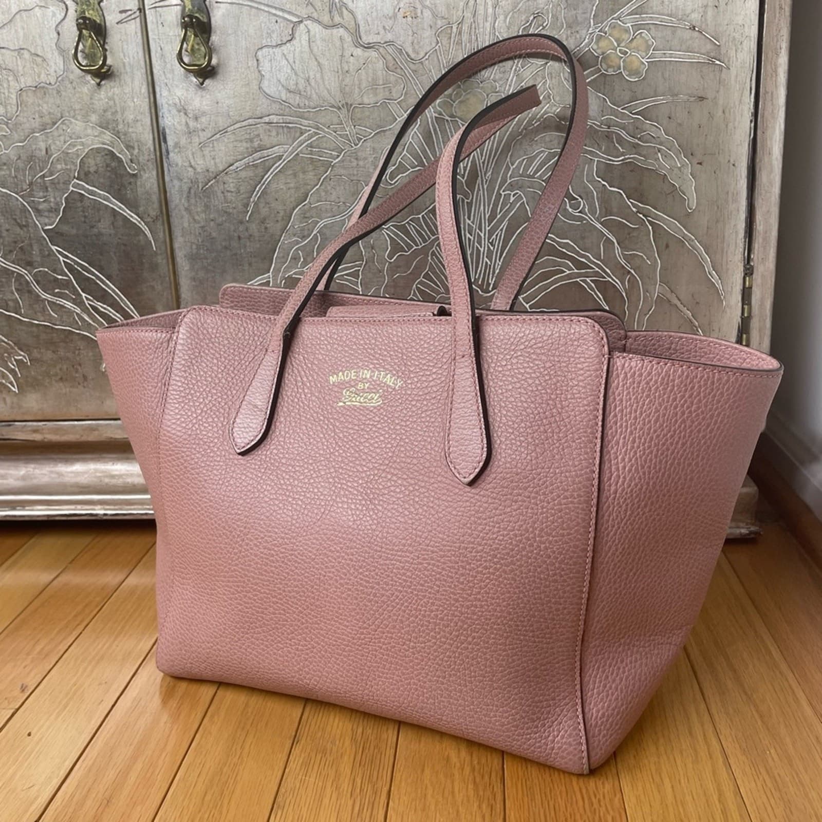 Gucci Pink Leather Tote Bag