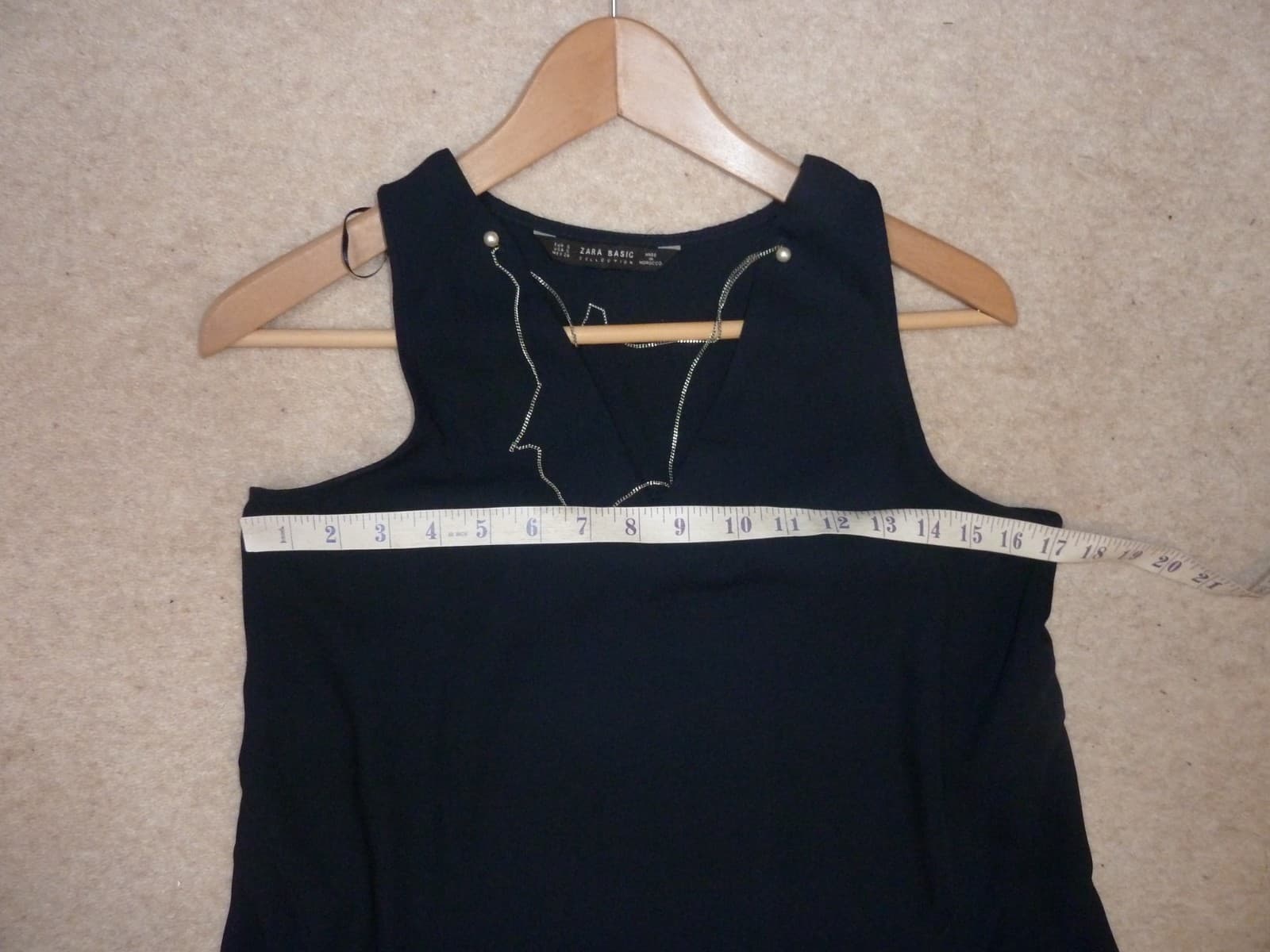 ZARA navy blue layered sleeveless top with Chain necklace Size S Size 8 10 thumbnail 8