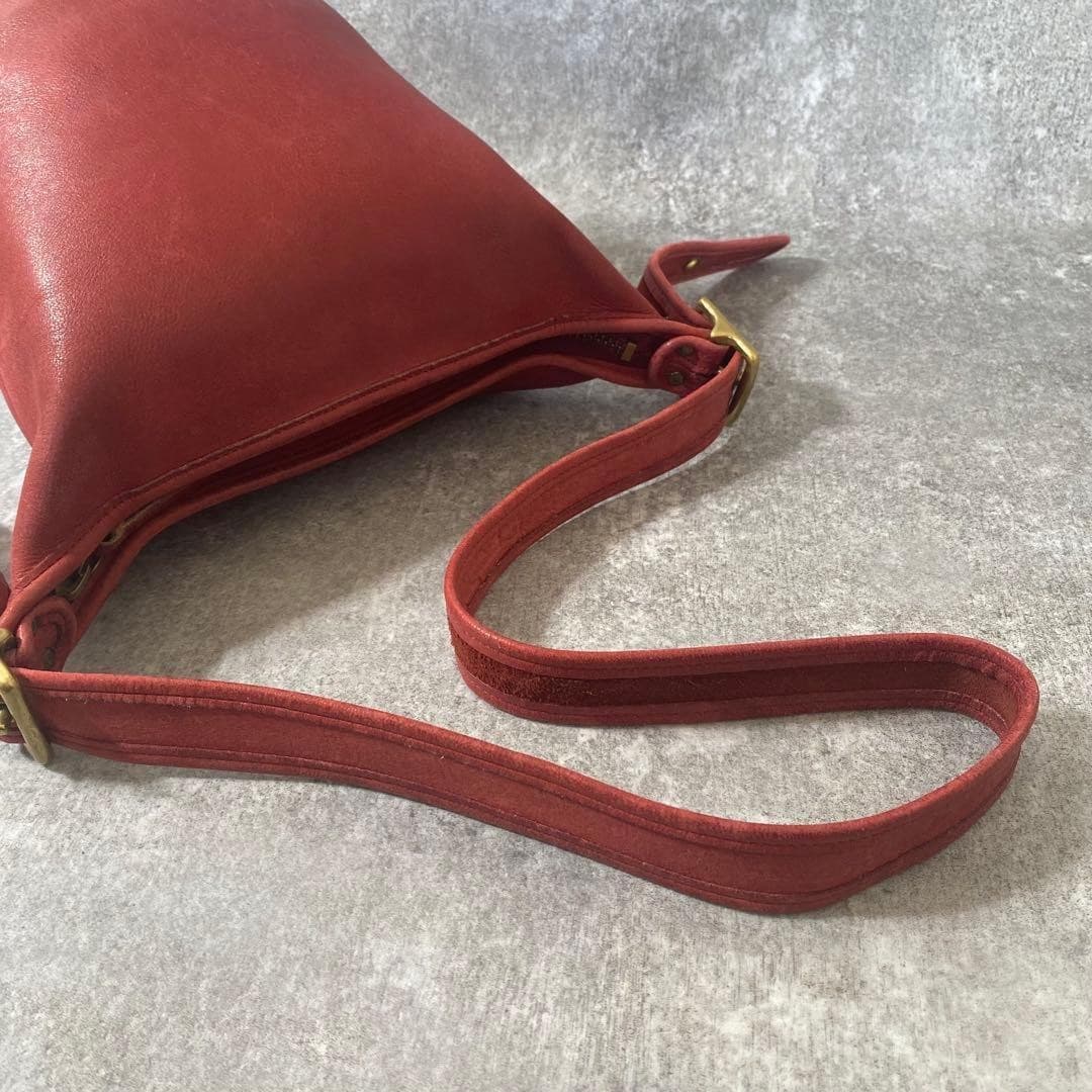 COACH 9953 Vintage Bucket Shoulder Bag Ziplock Leather Red Gold Hardware Japan thumbnail 7