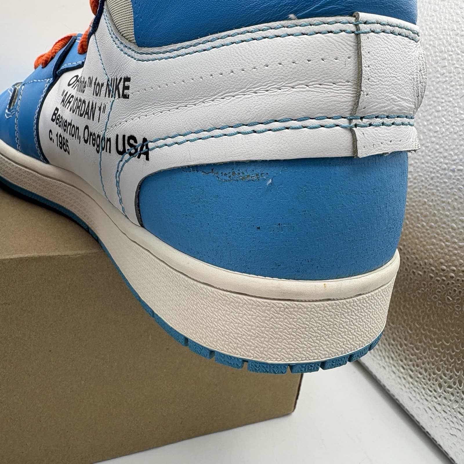 Nike Off White Air Jordan 1 High AQ0818-148 UNC North Carolina University Sz 14 thumbnail 8