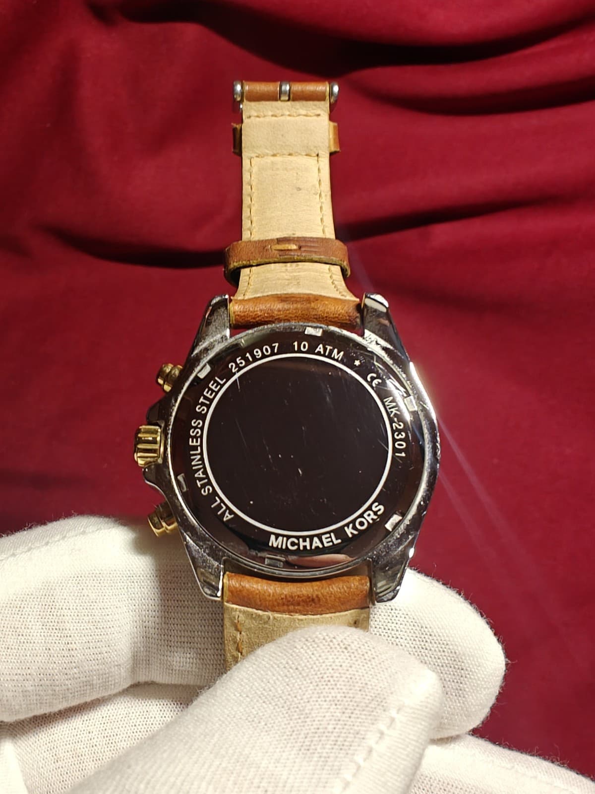 Michael Kors Chronograph Quartz Watch Brown Leather Gold Silver Box thumbnail 3