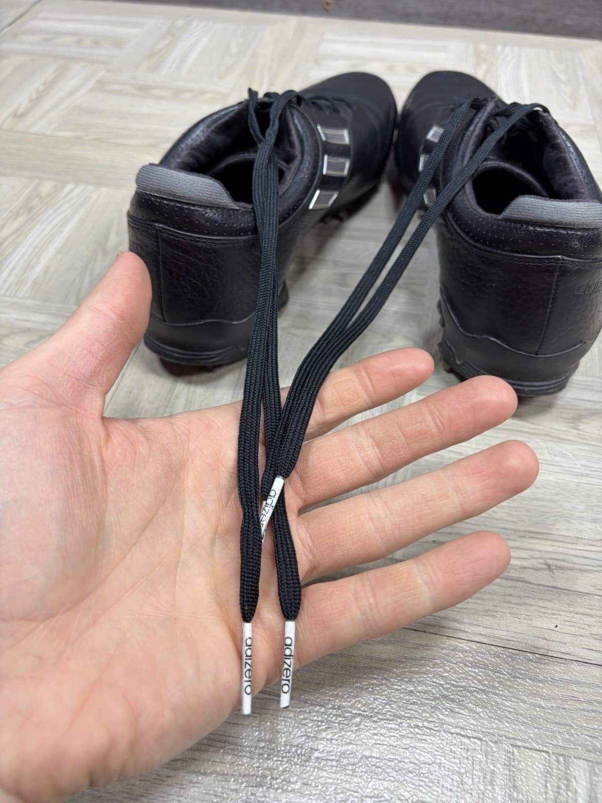 Adidas Adizero Tour Men's 8.5 Black Leather Lace Up Golf Shoes (674912) Cleats thumbnail 13