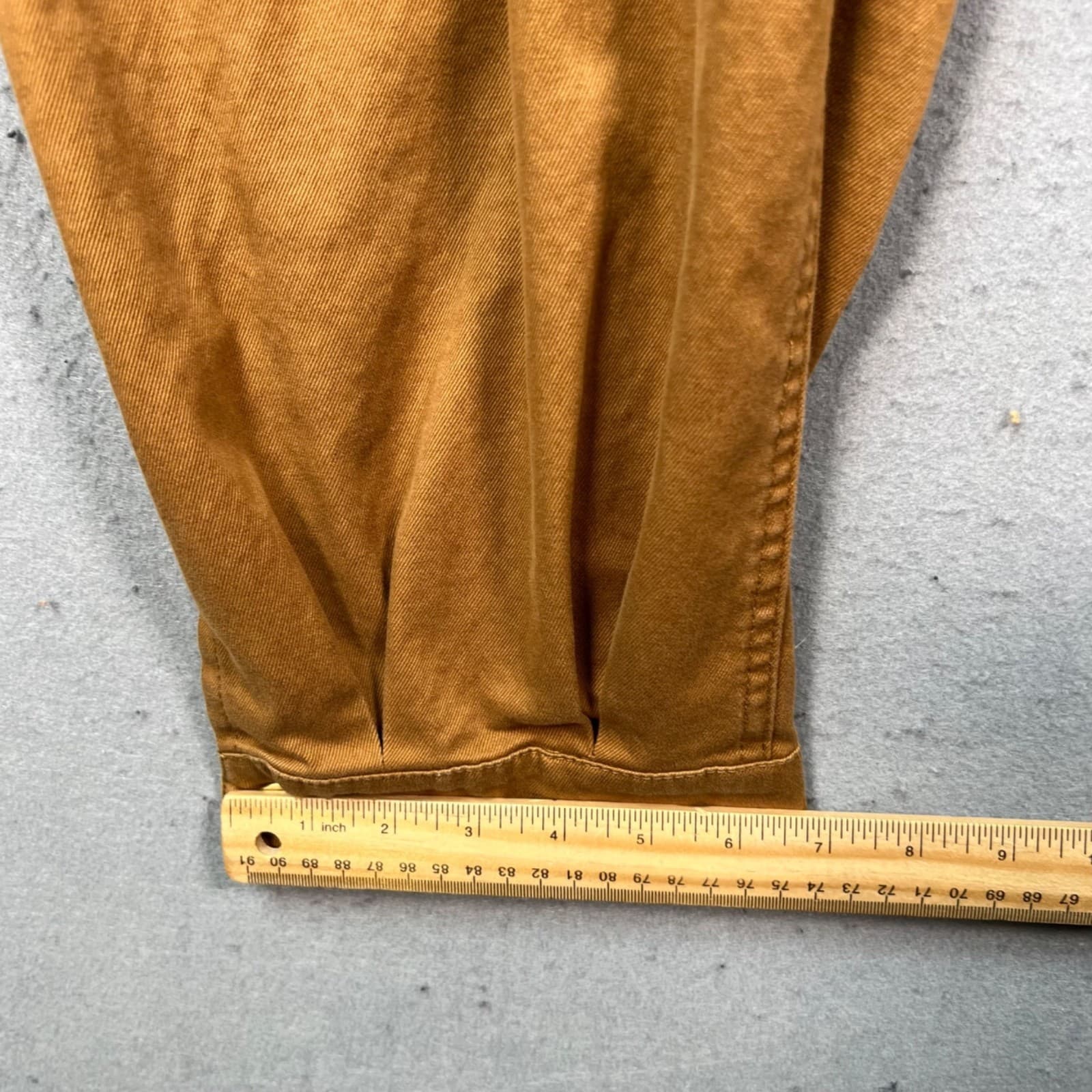 Zara Womens Large Camel Brown High-Waist Cropped Pants With Button Cuff thumbnail 7