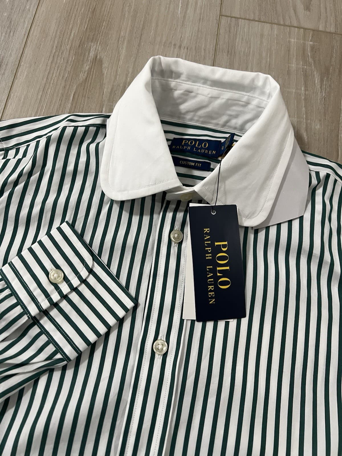 Polo Ralph Lauren Women's Custom Fit Striped Button-Down Shirt In Green/White 0