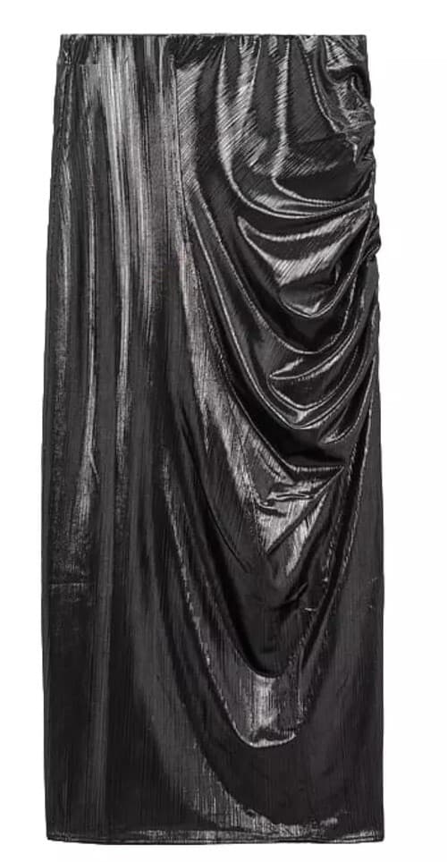 ZARA New Ruched Draped Metallic Shiny Gathered Midi Skirt Back Slit 4770/629 M thumbnail 3