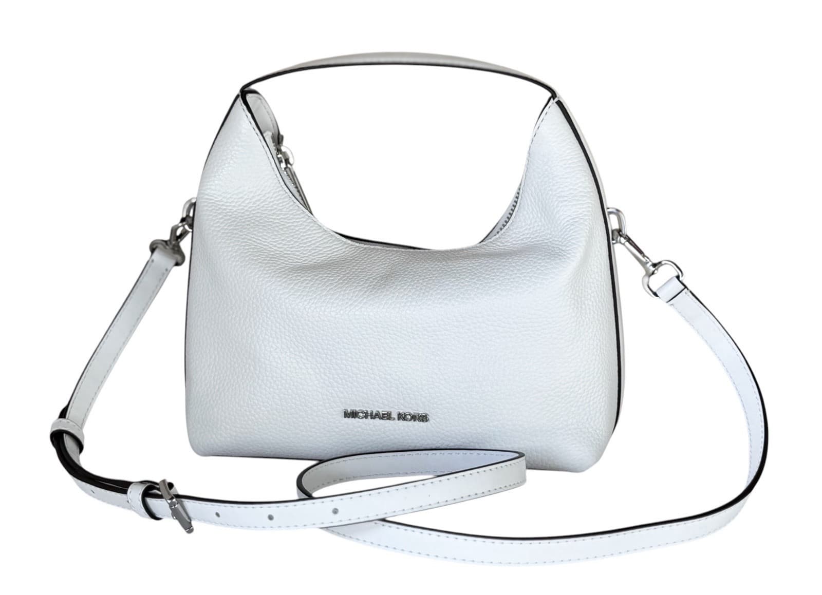 MICHAEL KORS EMBER SMALL SHOULDER CROSSBODY  BAG OPTIC WHITE/SILVER