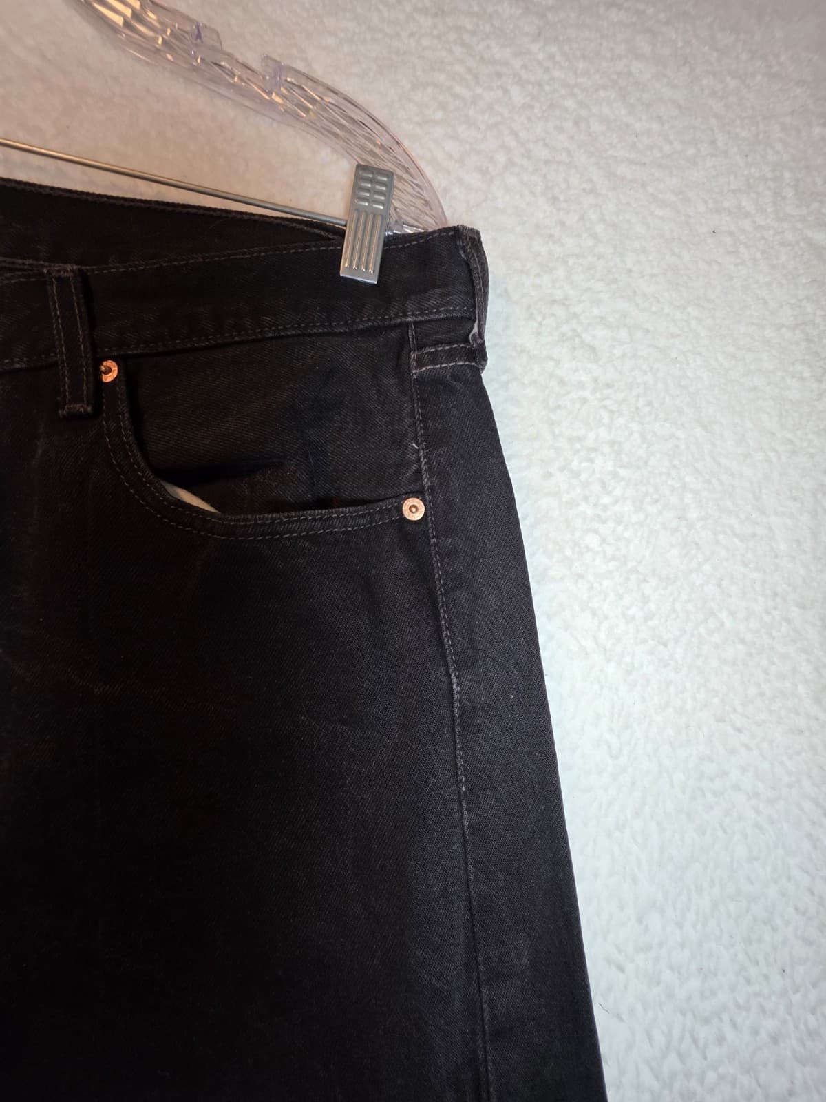 Levis 501 Jeans Mens 36x36 Faded Black Button Fly Straight Leg Dark Wash Denim thumbnail 9