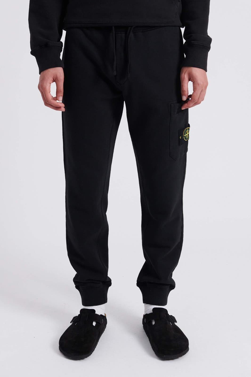 STONE ISLAND 64520 brushed cotton fleece sweat pants in BLACK Size LARGE