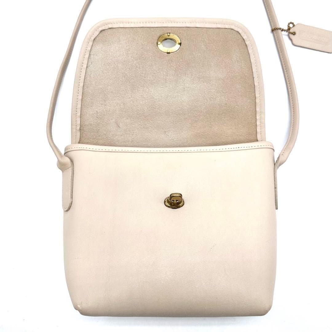 COACH 306 Vintage Shoulder Bag Turnlock Leather Irovy Gold Hardware From Japan thumbnail 20
