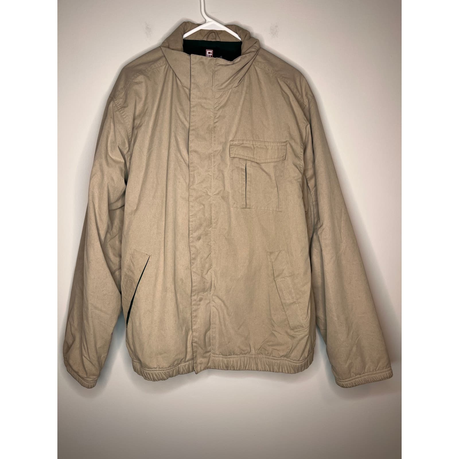 1990s Chaps Ralph Lauren Tan Fleece Lined Puffer Chore Grandpa Utility Jacket L