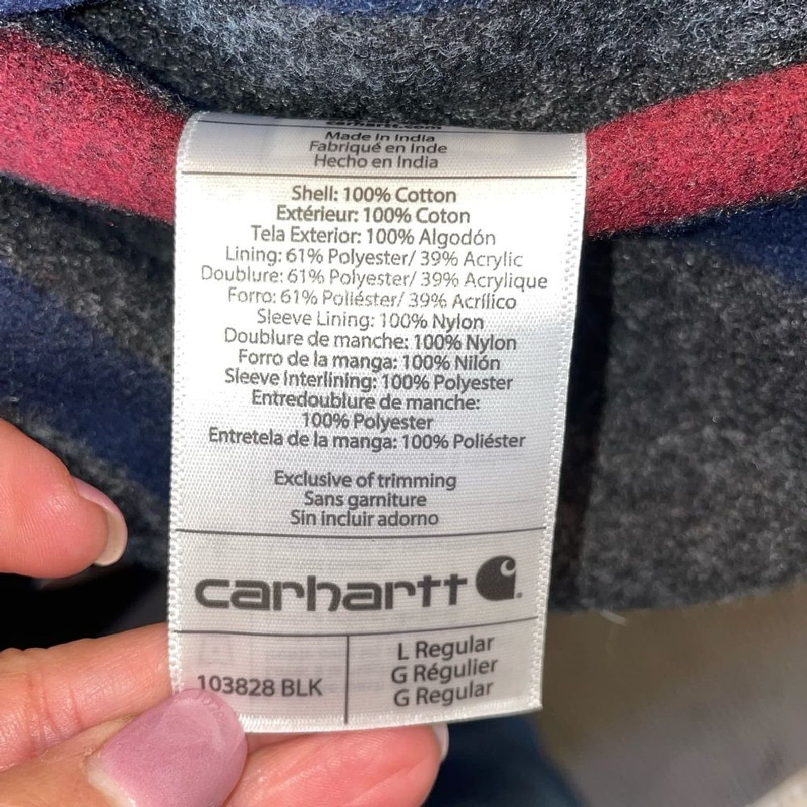 New Carhartt J01 DUCK Detroit JACKET coat black blanket lined work utility sz L thumbnail 10