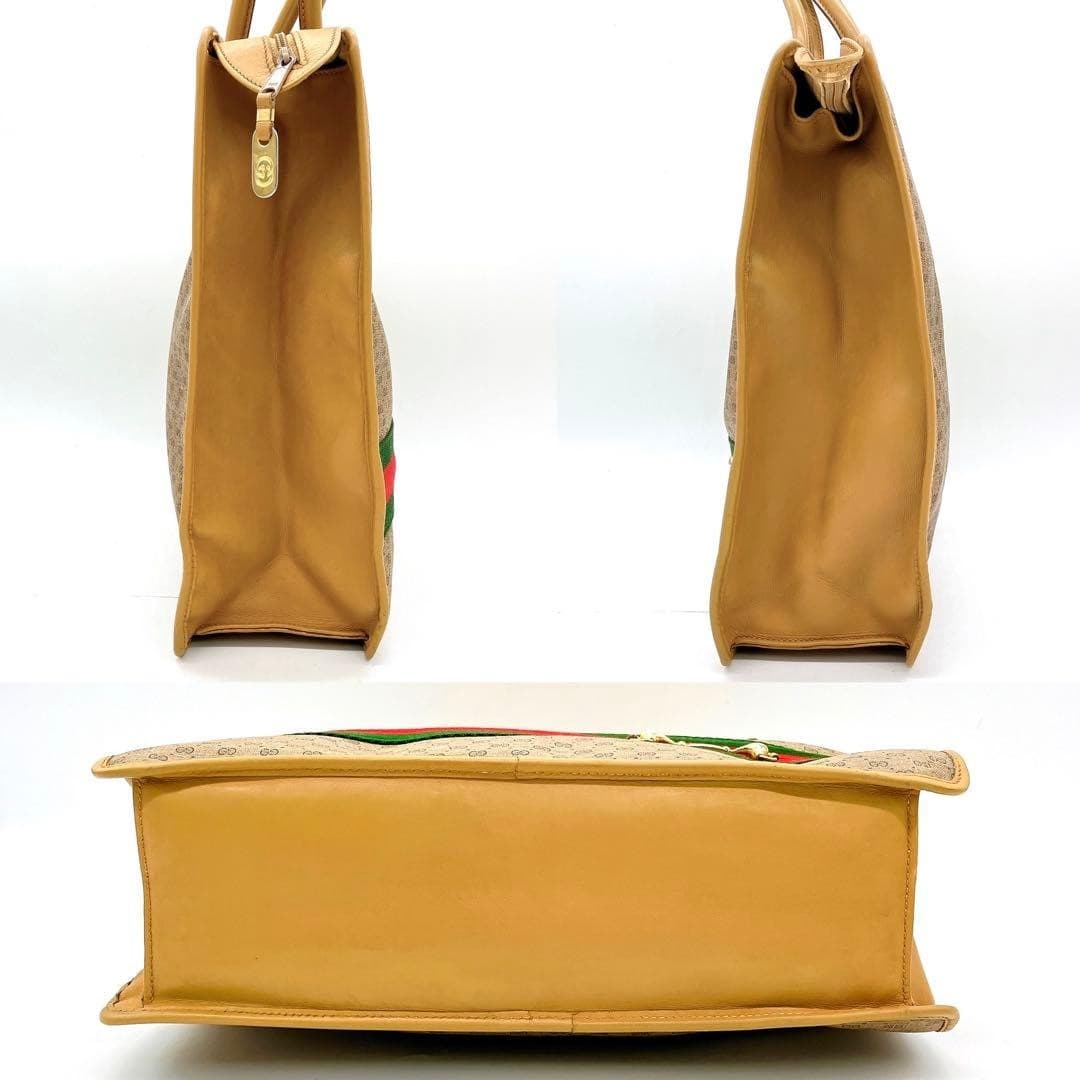 GUCCI 24.02.3858 Old Gucci Micro GG Sherry Line Tote Bag PVC Brown Made in Italy thumbnail 22