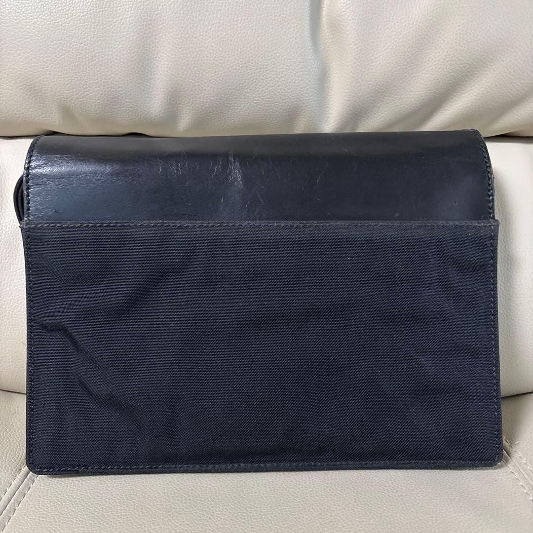 GUCCI Vintage 1990s Clutch Bag Pouch Leather Canvas Black Silver From Japan thumbnail 4