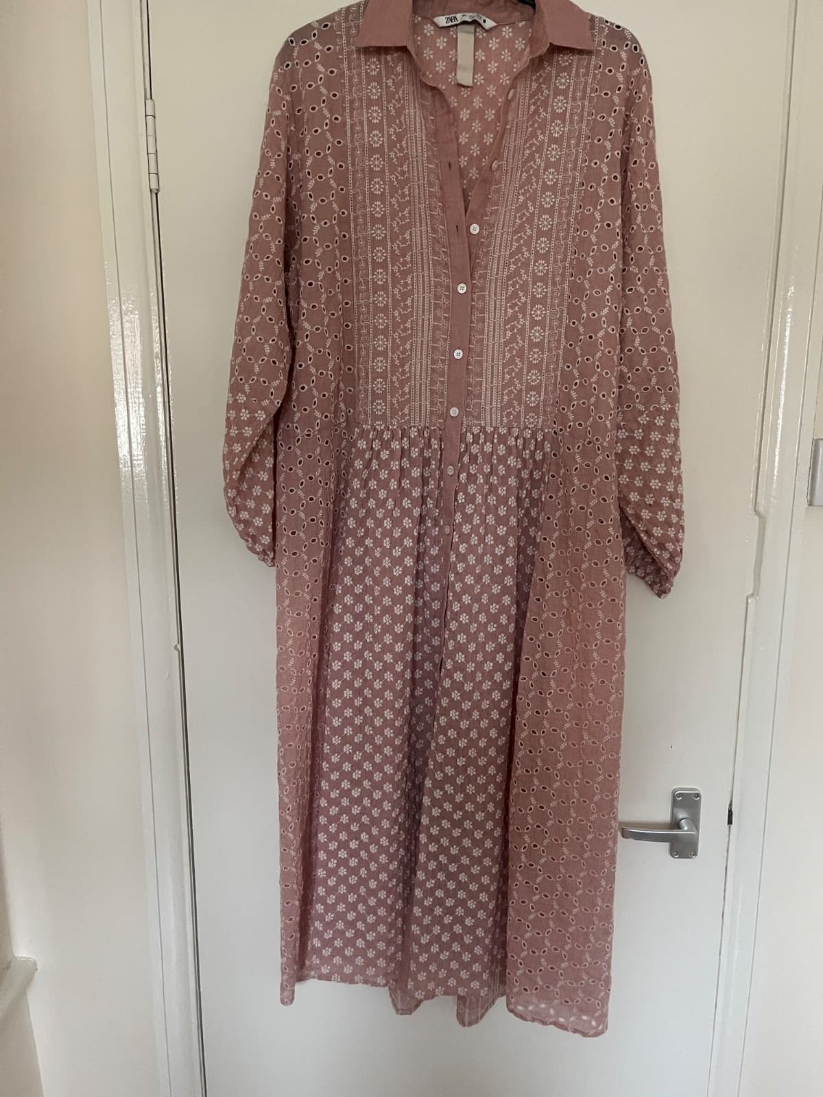 Zara Women's Floral Embroidered Maxi Dress  size large Boho Hippie Summer thumbnail 2