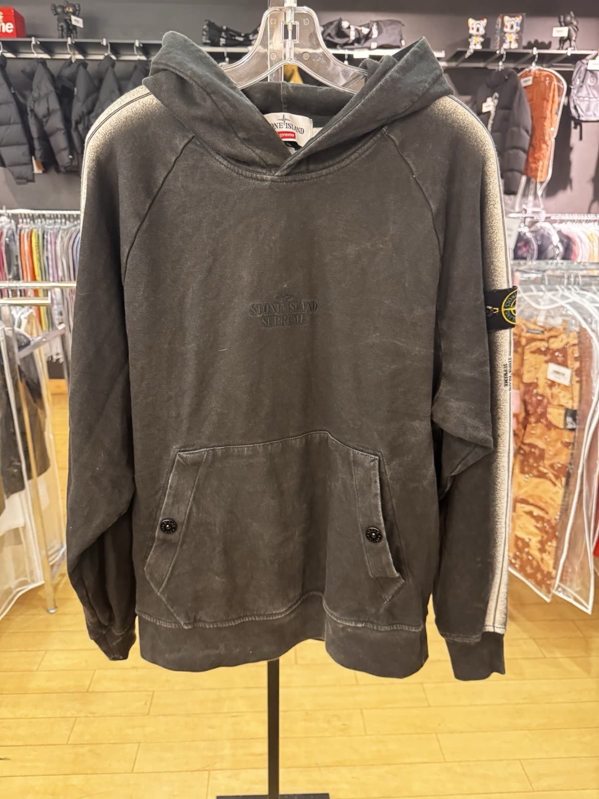 SUPREME x STONE ISLAND Striped Hooded Sweatshirt - SS22 - Size M