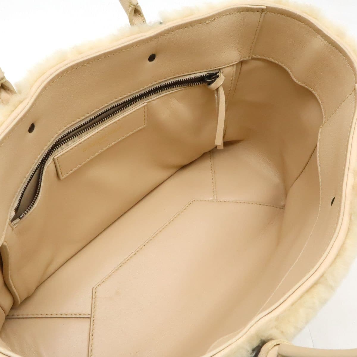 Balenciaga Tote Bag Leather Fur Biege Auth From Japan RA thumbnail 15