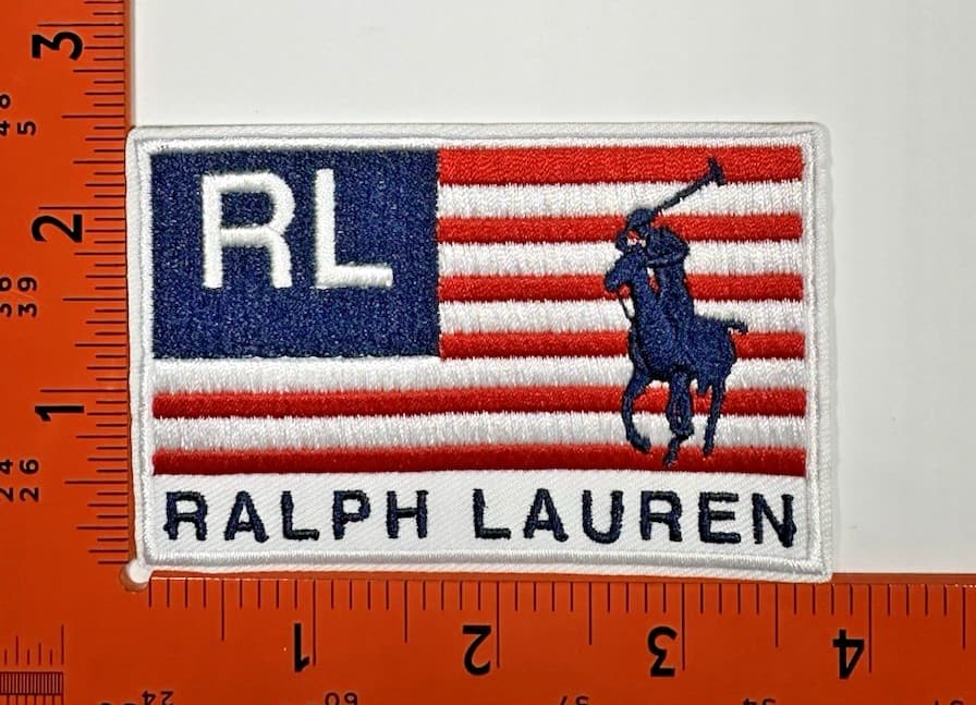 Polo Ralph Lauren Vintage Style Flag Embroidered Patch Iron On Sew On Logo USA