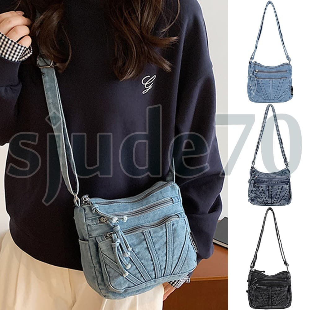Women's Denim Crossbody Bag Retro Jean Purse Shoulder Handbags Adjustable Strap