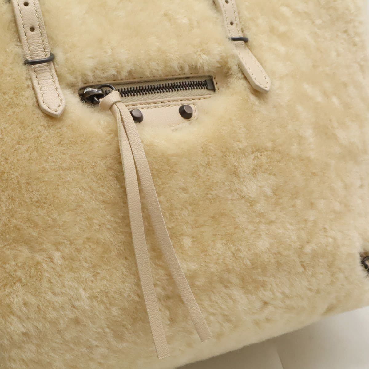 Balenciaga Tote Bag Leather Fur Biege Auth From Japan RA thumbnail 22