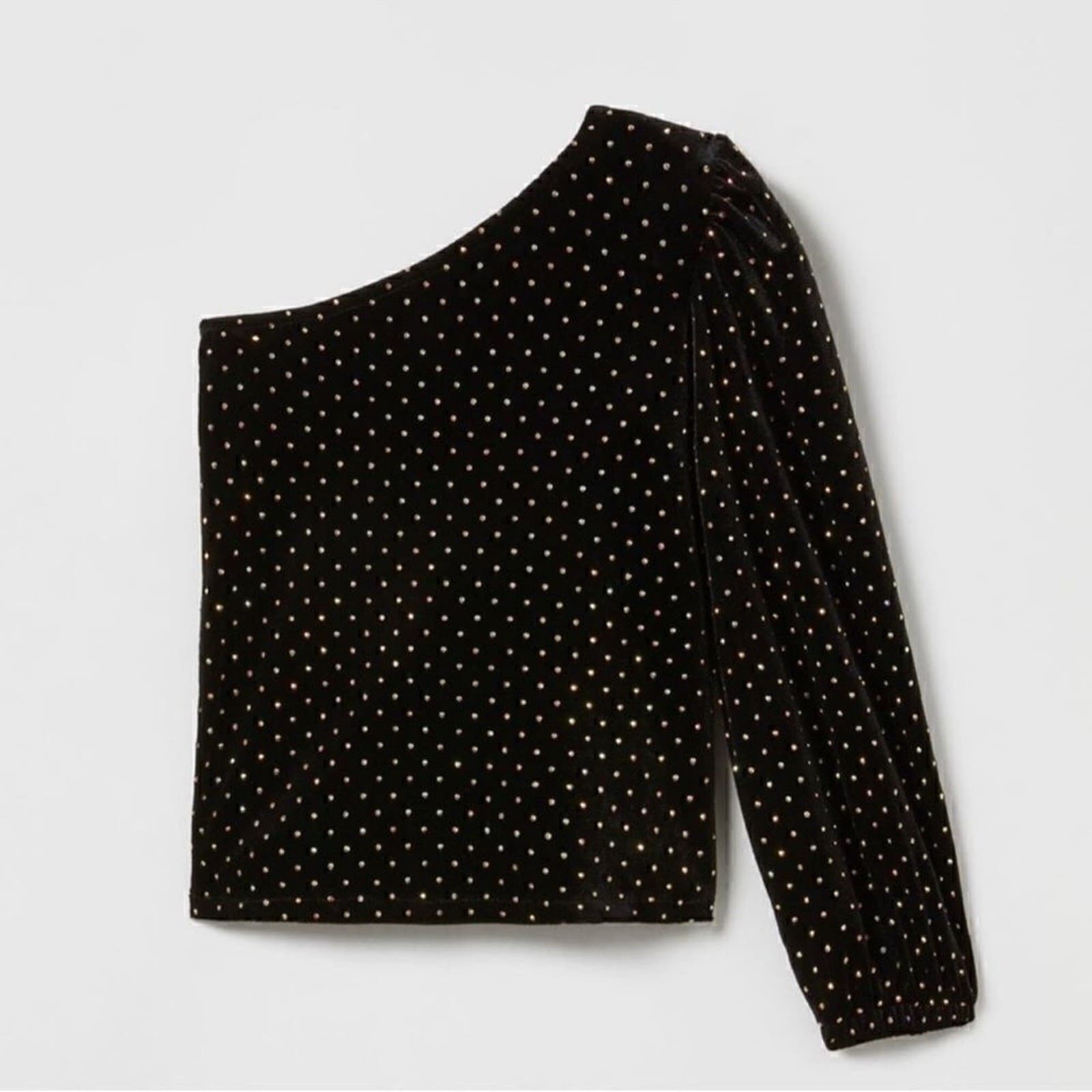 Zara Girls Asymmetrical velvet top with long sleeveTop(Size 10)