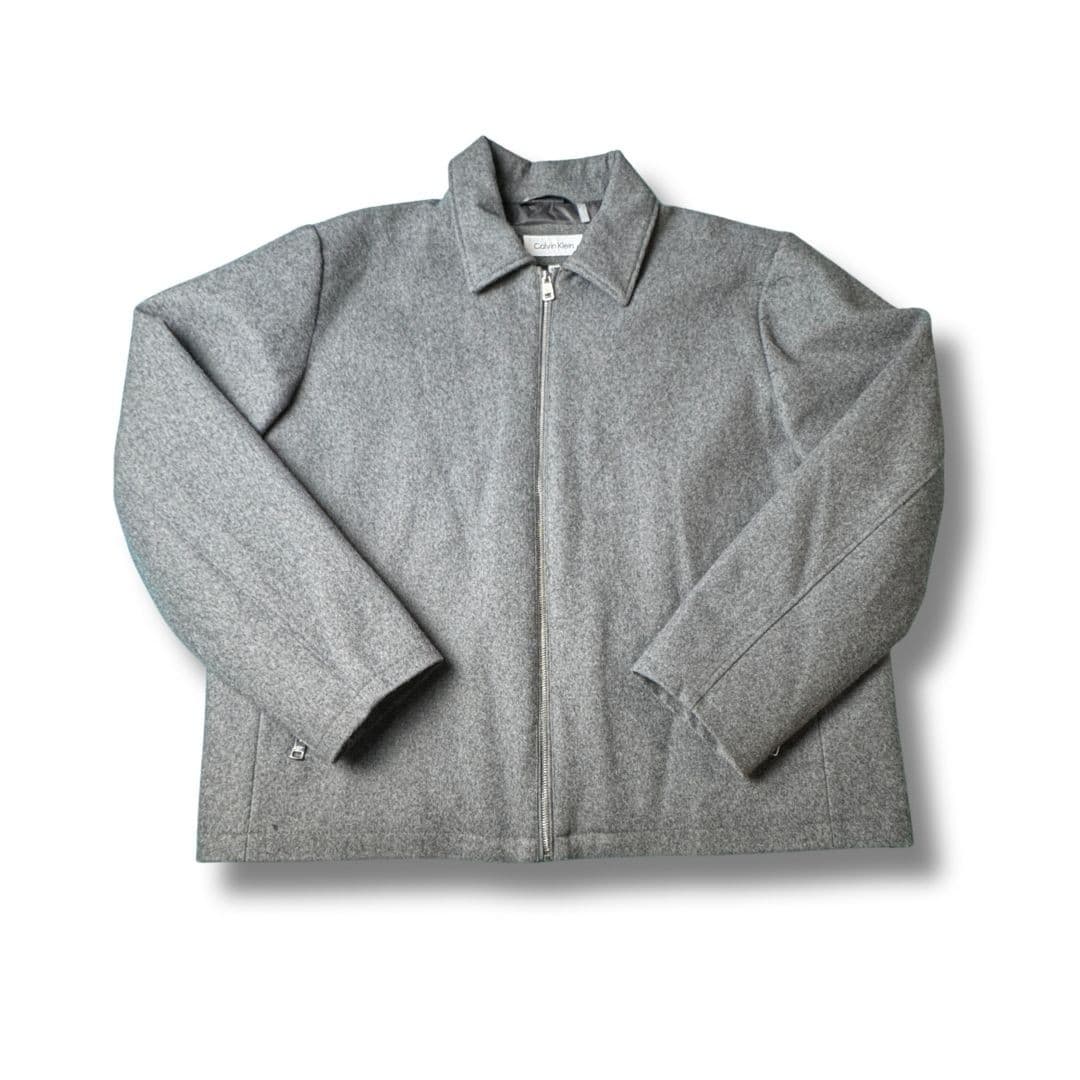 Calvin Klein Wool Blend Zip Jacket Mens XXL Gray Quilted Lined Coat Outerwear thumbnail 2