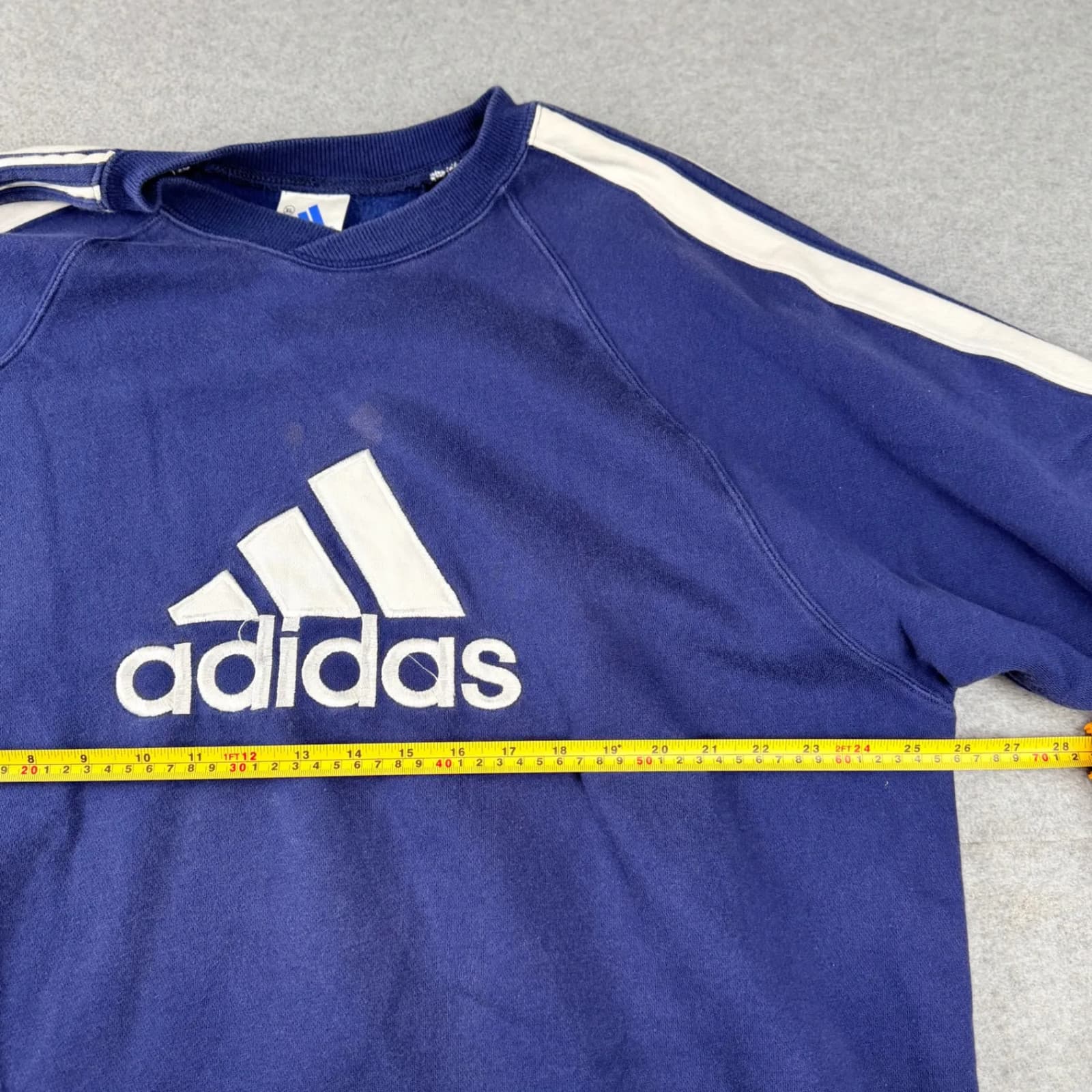 Adidas Mens 3 Stripe Sweatshirt Size XL Blue Vintage Pullover Big Logo thumbnail 2