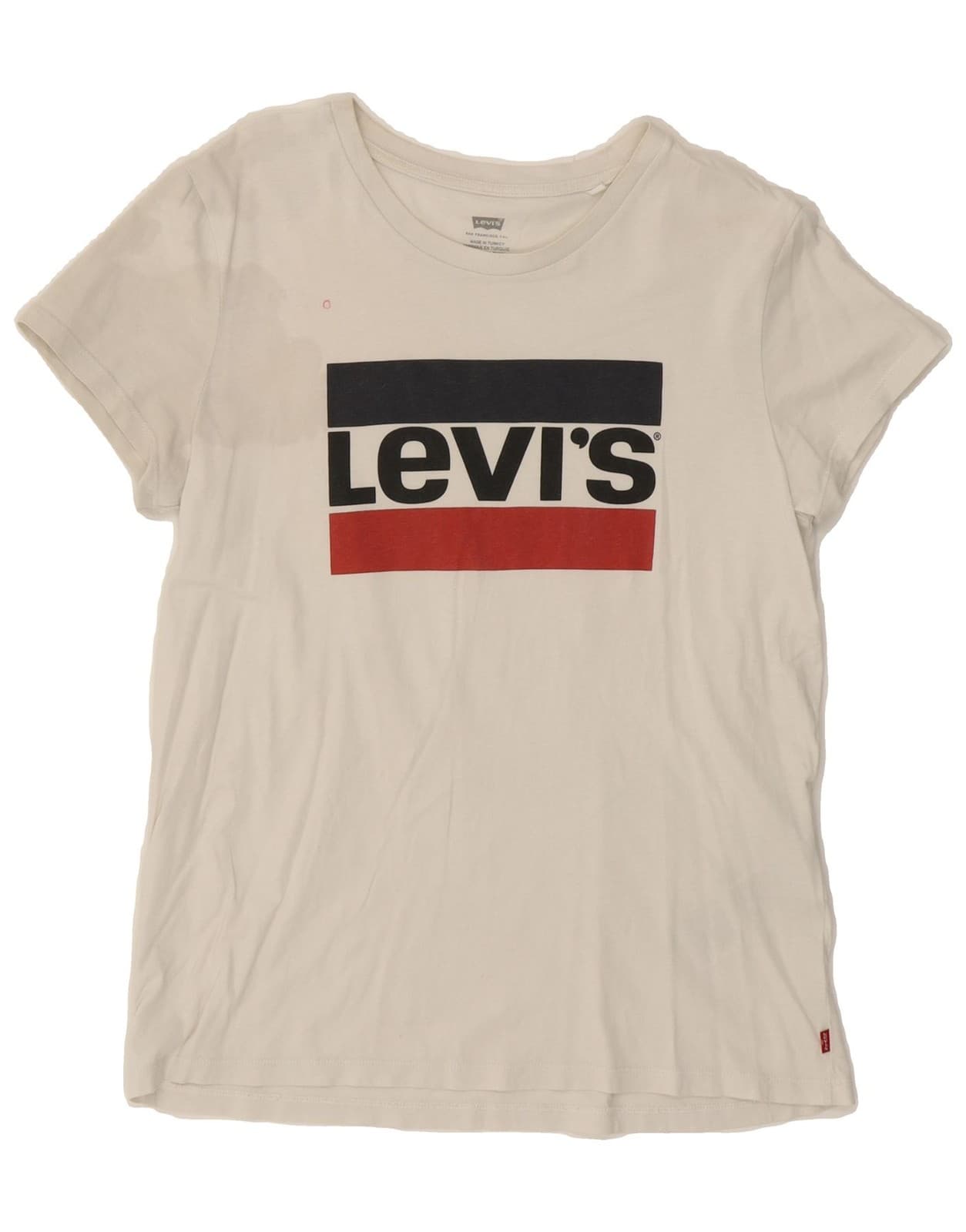 LEVI'S Womens Graphic T-Shirt Top UK 12 Medium Off White Cotton DD15