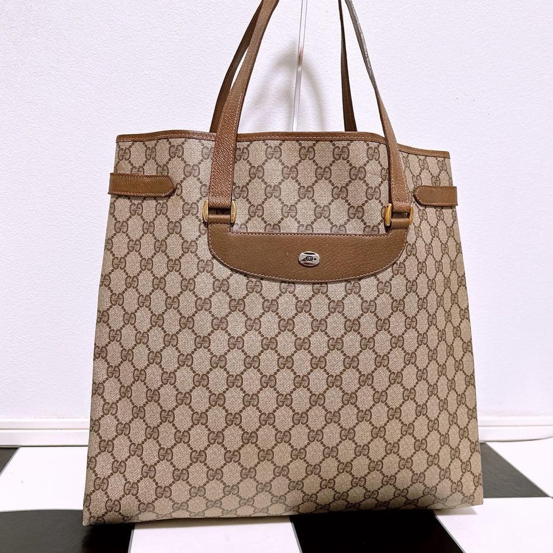 Gucci Shoulder Hand Bag Brown Leather Small Purse Vintage Authentic