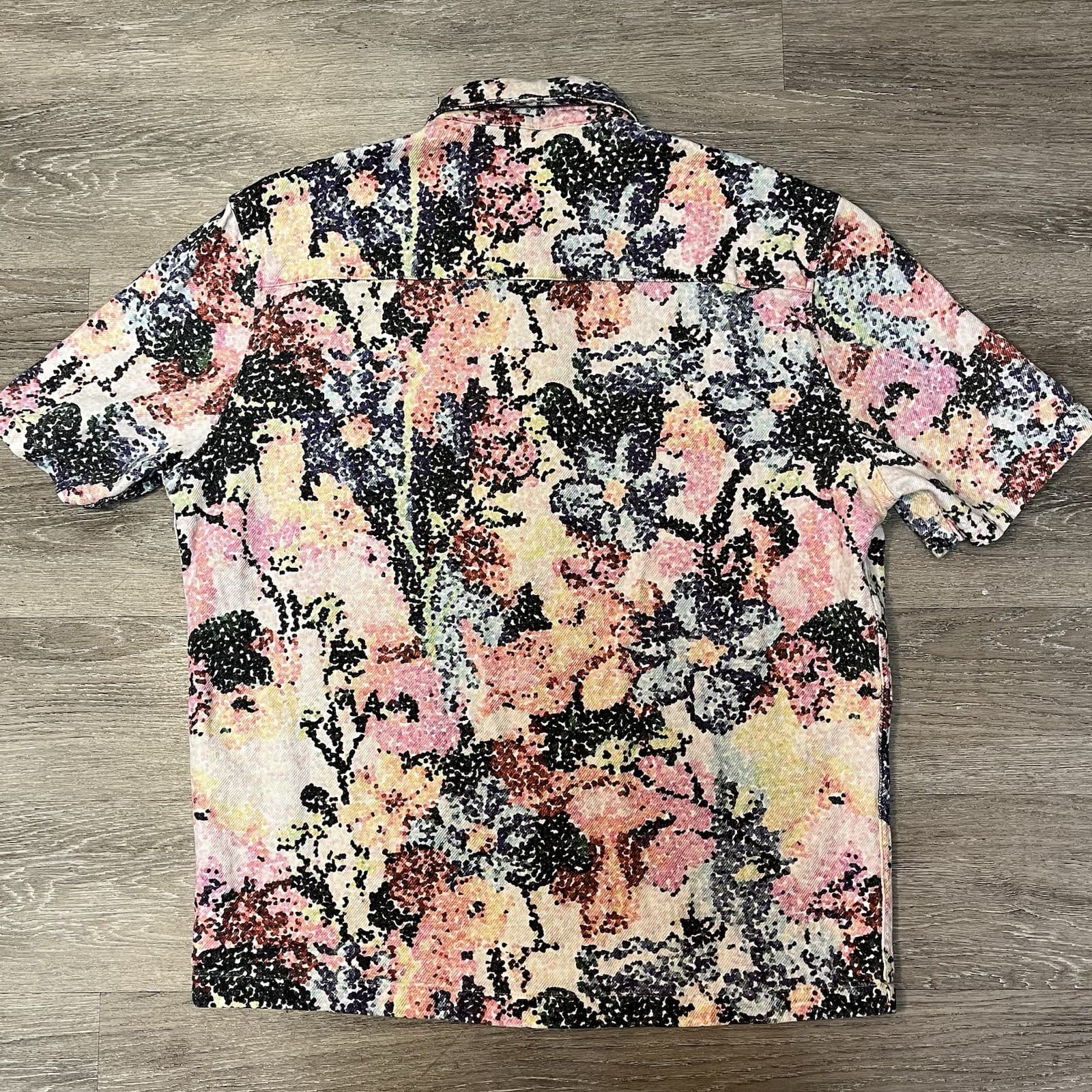 VTG Zara Man Denim Shirt Mens XL Floral Button Trucker Collar Casual Cotton thumbnail 4