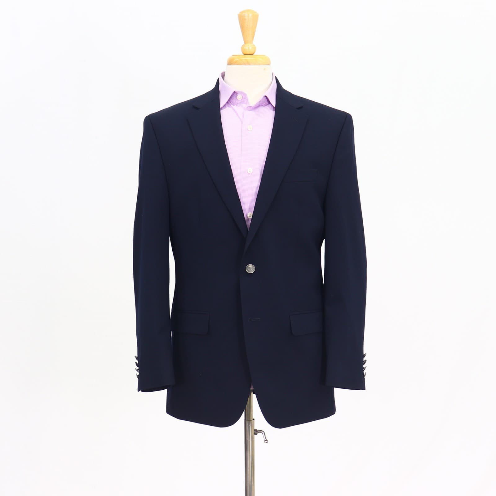Michael Kors 40R Navy Sport Coat Blazer Jacket Solid 2-Button Wool Blend
