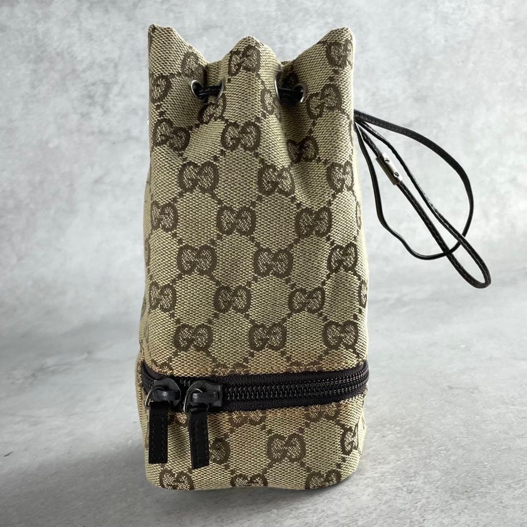 GUCCI GG Drawstring Handbag Pouch Accessory Canvas Beige Logo From Japan Women thumbnail 5