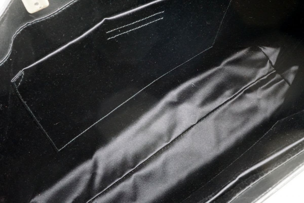 Prada Metal Handle Leather Tote Bag Black Vintage Authentic thumbnail 8