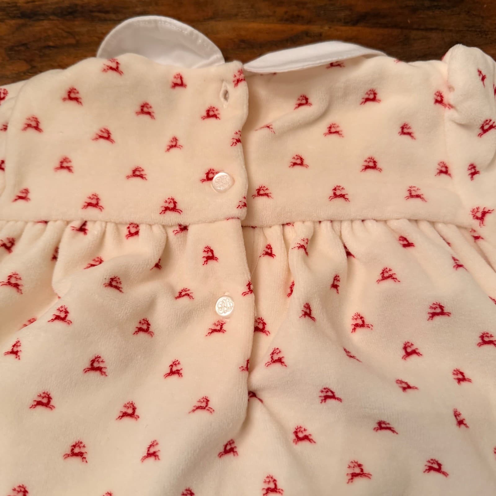 Ralph Lauren Baby Girls Ivory Red Reindeer Velour Dress Bloomer Set 9M Holiday thumbnail 6
