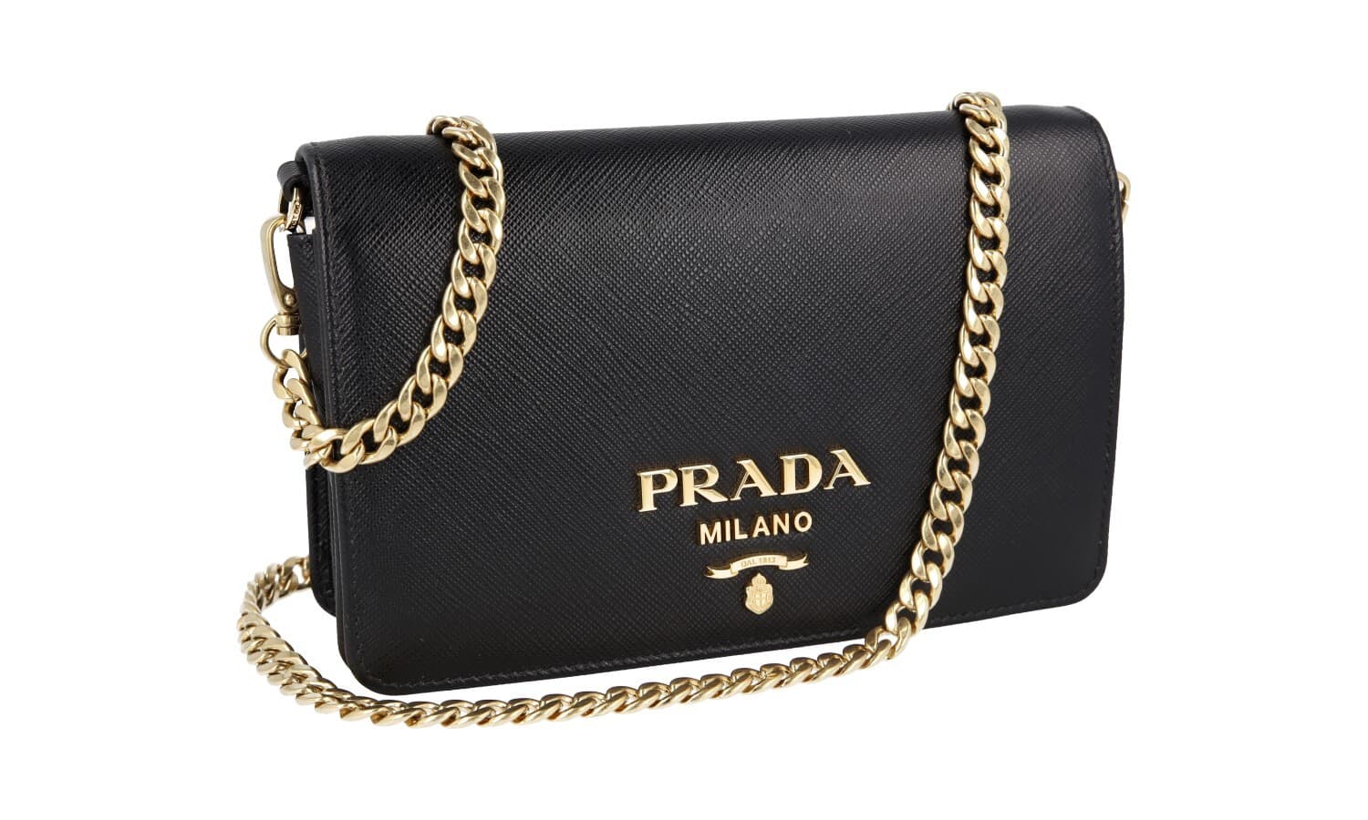 PRADA SAFFIANO SHOULDER BAG HANDBAG 1BP006 BLACK LEATHER NEW