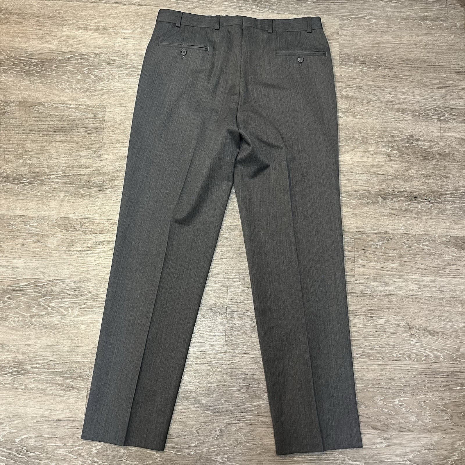 Brooks Brothers Dress Pants Mens 36x32 Gray Madison Wool Stretch Straight Cuffed thumbnail 3