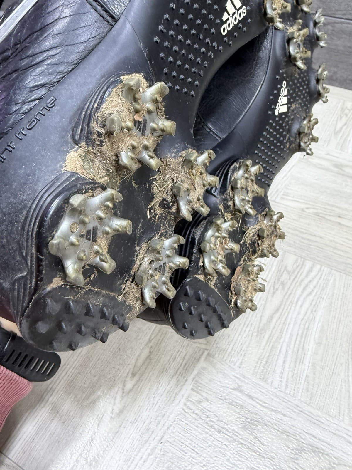 Adidas Adizero Tour Men's 8.5 Black Leather Lace Up Golf Shoes (674912) Cleats thumbnail 19