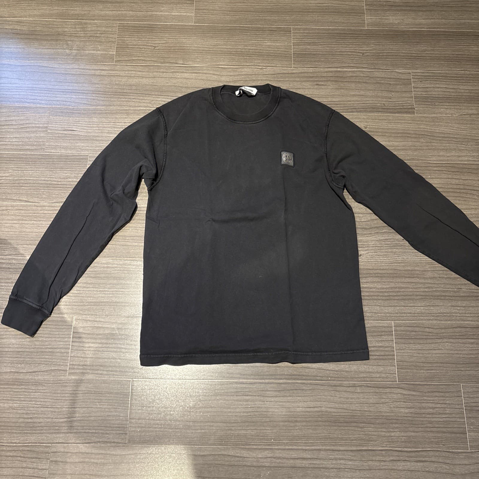 Stone Island Long Sleeve Tee Shirt Black  -Size Large