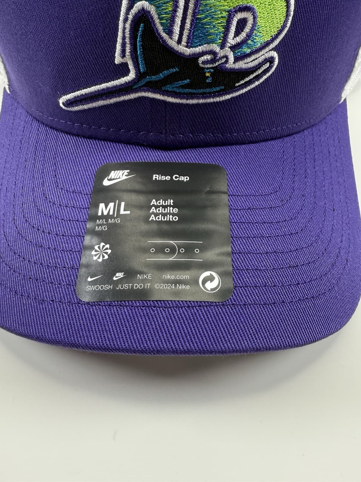 Nike Tampa Bay Rays Rise Hat Cap SnapBack Trucker Mesh M/L Purple White NEW MLB thumbnail 2