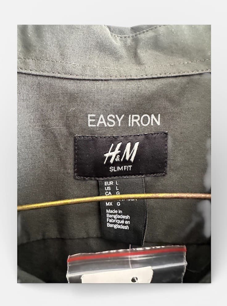 NWT H&M Black Button Down Long Sleeve Dress Shirt Size L thumbnail 3