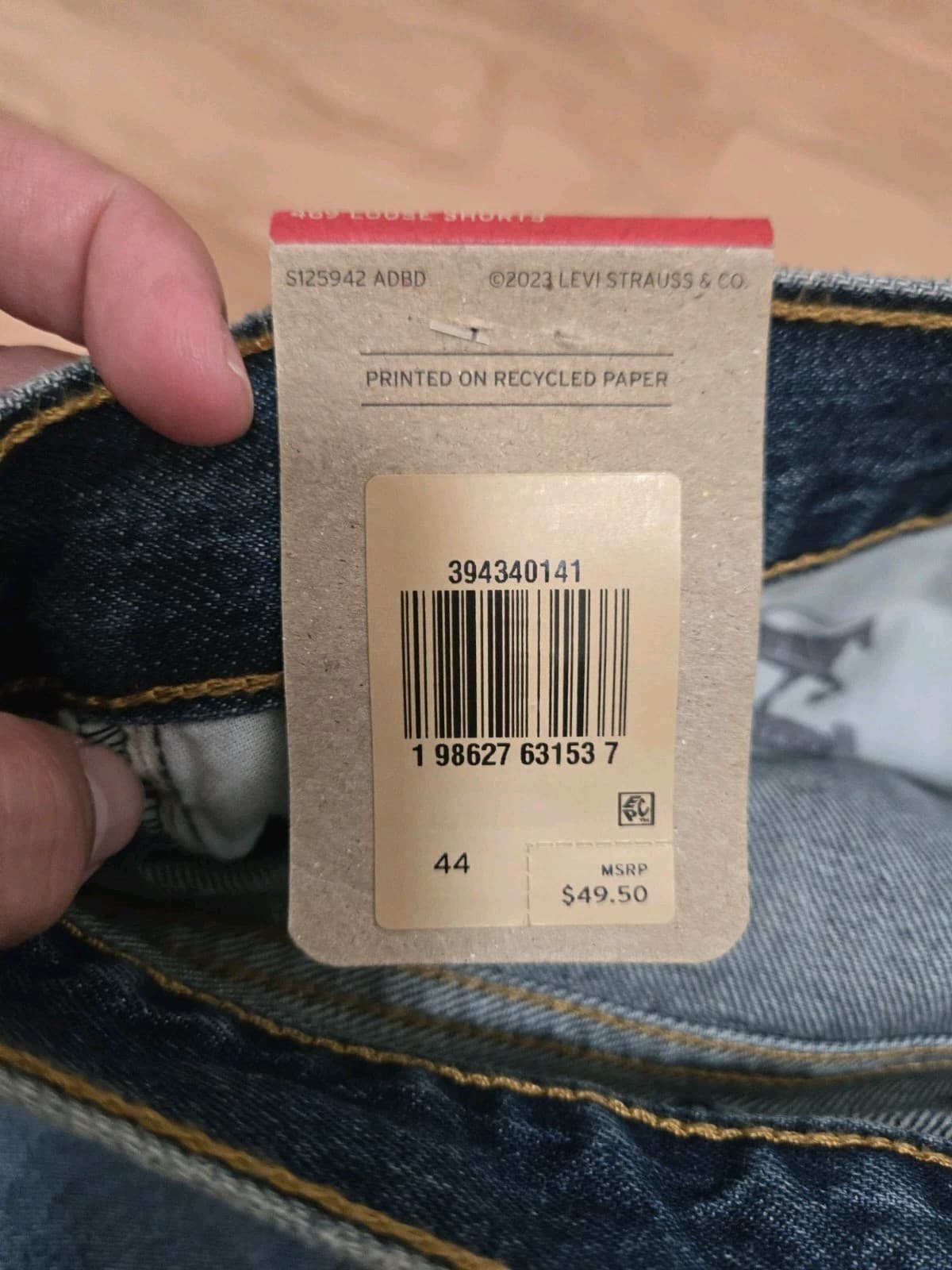 Levi's 469 Jean Shorts Mens 44 Blue Loose Sits Below ur Waist , 12" Inseam  thumbnail 9