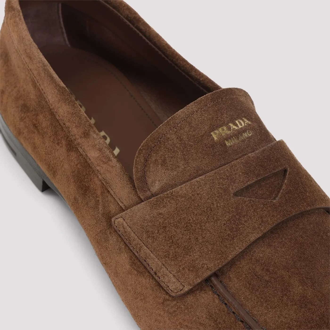 PRADA Cacao Brown Suede Loafers New & Authentic thumbnail 5