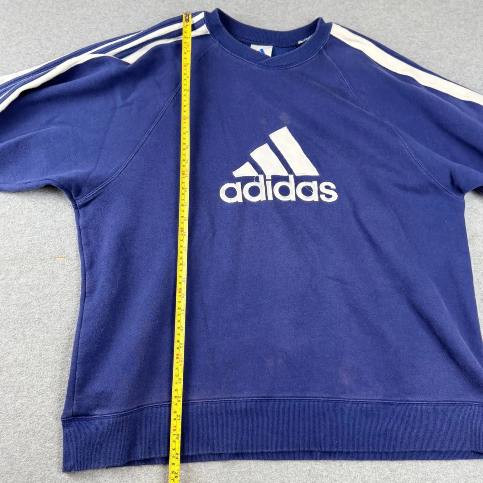 Adidas Mens 3 Stripe Sweatshirt Size XL Blue Vintage Pullover Big Logo thumbnail 3
