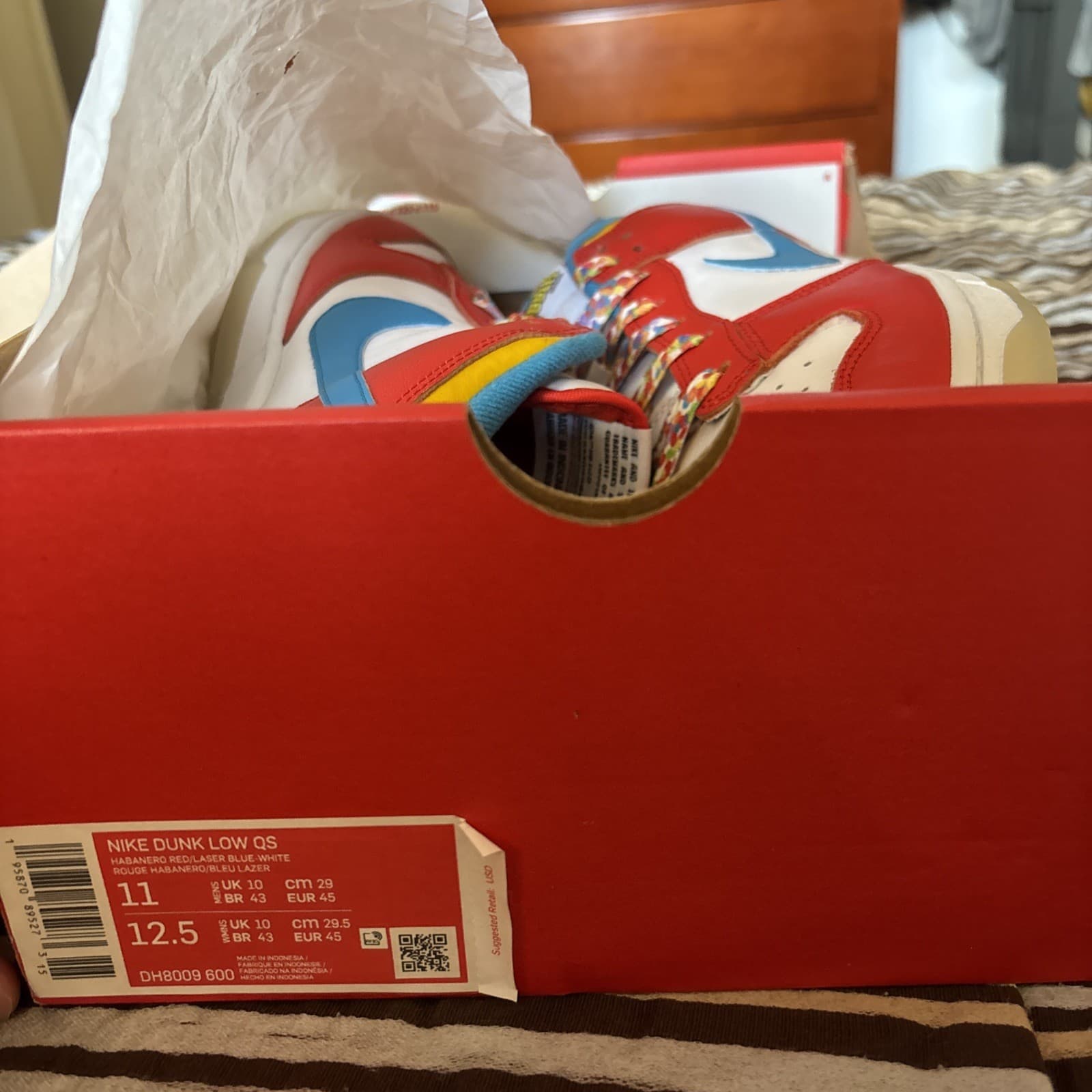 Nike Dunk Low x LeBron x Fruity Pebbles Red Size 10 New In Box Authenticated thumbnail 7