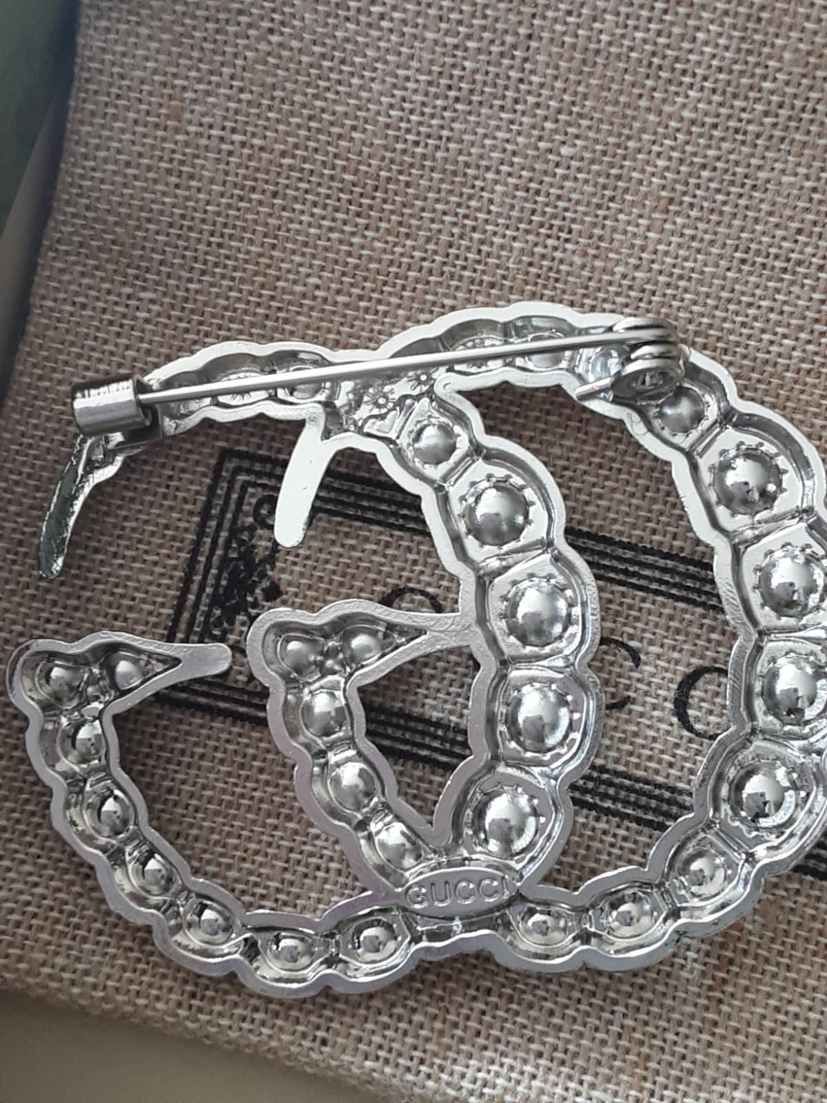Gucci brooch  logo GG  🖤 silver / Pearls thumbnail 3
