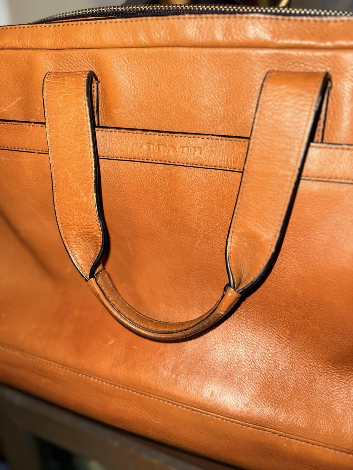 Coach Vintage Laptop Bag With Shoulder Strap In camel Leather Y2K Vibes F71701 thumbnail 2